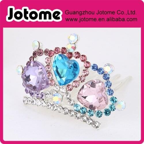 Colorful Rhinestone Wedding Flower Girl Tiara Kids Crown Princess Headpiece Hair Comb, Blue