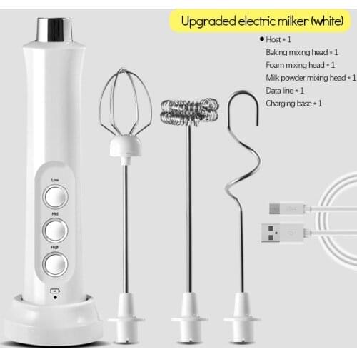 USB Rechargeable Milk Frother Handheld Electric Mixer Foam Maker Stainless Whisk 3 Speed for Coffee Cappuccino 3500RPM