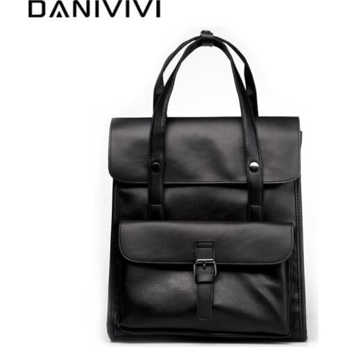 Vintage Backpack Men Bag Leather Black Laptop Bookbag Korean Travel Backpack Man Luxury School Bags for Boys Waterproof Bagpack