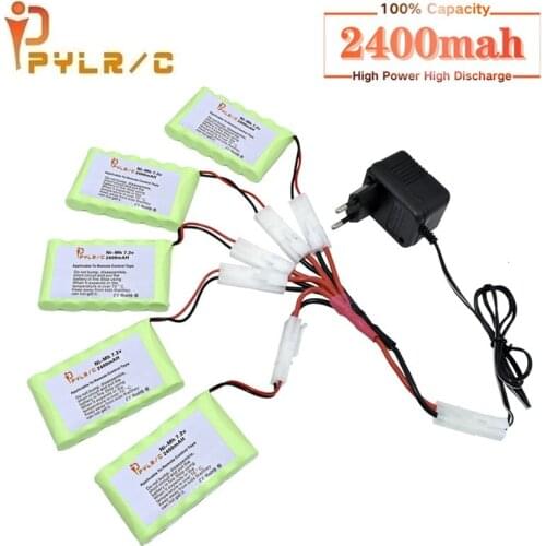 With Tamiya 2P Plug 7.2v 2400mah Ni-MH Battery And Charger For Rc toys Car Tank Robot Gun Boat AA 7.2v Rechargeable Battery Pack