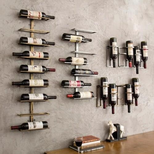 Modern creative home hanging wine rack industrial wind bar stereo wall decoration restaurant retro wine rack wall hanging