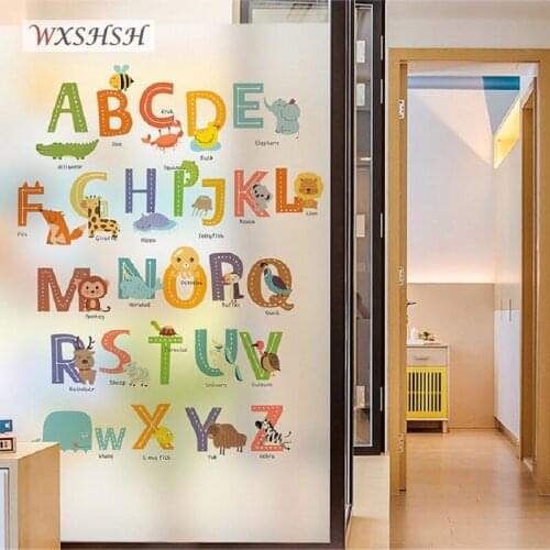 Static Cling Custom Size Glass Film Alphabet Pattern Home Decoration Childrens Room Kindergarten Nursery Cute Window Covering