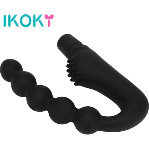 IKOKY Clitoris Stimulator G-spot Anal Bead Silicone Sex Toys for Men Women Anal Vibrator Butt Plug Prostate Massager Erotic