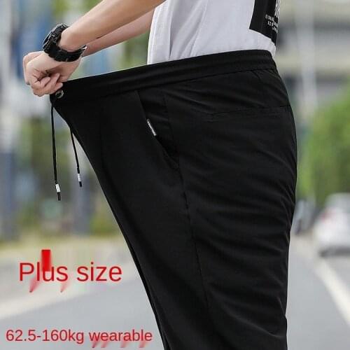 2021 new mens casual trousers plus size winter sports loose straight stretch pants fat boy extra-large pants mens street mens