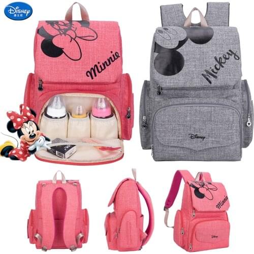 Disney Mickey Minnie Diaper Bag Mummy Maternity Nappy Bag Travel Baby Backpack Large Capacity Stroller Bag Nursing Handbag