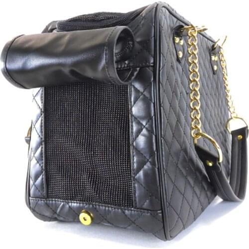 L38A Comfortable Luxury Fashion Dog Carrier PU Leather Travel Carrying Portable Handbag Foldable for Outdoor Travel Walking