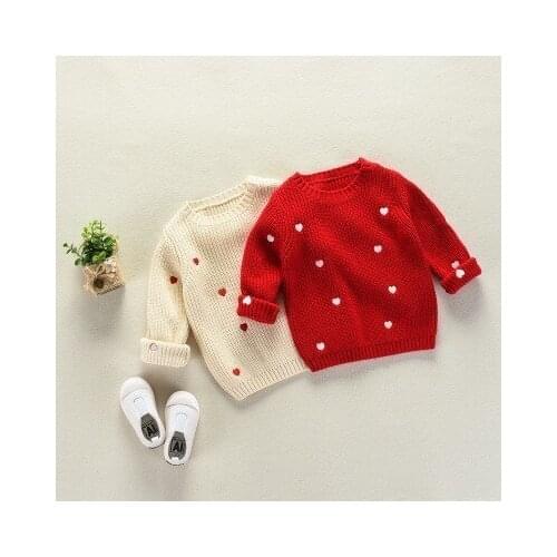 2 3 4 5 6 7 Y Baby Girl Sweater 2018 Autumn Winter Cotton Thick Pullover Love Print Knit Sweaters For Girls Children Clothing