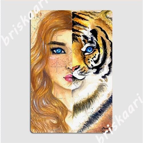Tiger Girl Metal Sign Club Home Living Room Vintage Wall Decor Tin Sign Poster