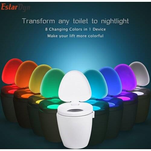 Smart PIR Motion Sensor Toilet Seat Night Light 8 Colors Waterproof Backlight For Toilet Bowl LED Luminaria Lamp WC Toilet Light