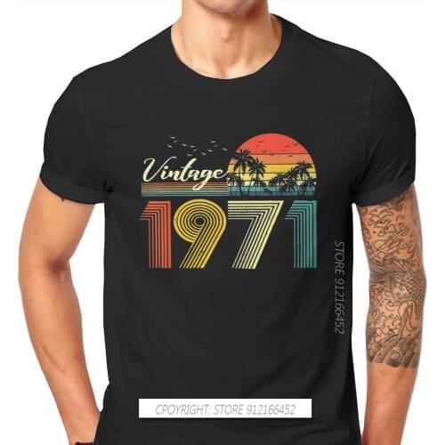 Vintage TShirt For Men 1971 50th Anniversary Camisetas Style T Shirt Comfortable Printing Fluffy
