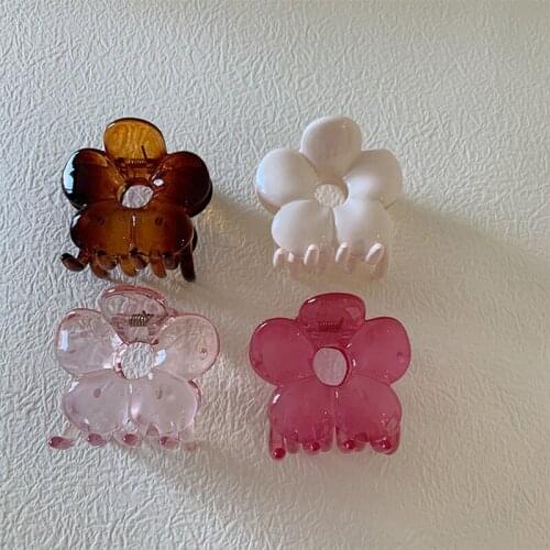 Flower Hair Claws For Girl Amber Color Acrylic Hair Clip 4 Color Floral Girlish Hair Clip Women Jewelry Gifts