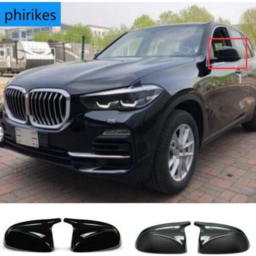 1 Pair For BMW X3 G01 X4 G02 X5 G05 2018 2019 2020+ X6 2019 2020 Carbon Fiber Mirror Cover Side Door Rearview Cover Caps