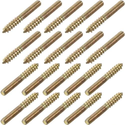 Uxcell 20Pcs M4 M6 Carbon Steel Hanger Bolt 25mm 30mm 35mm 40mm 50mm 60mm Length Double Headed Bolt Screw for Furniture