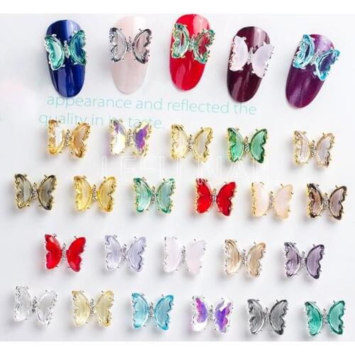 5 Pcs12x10mm Nail Butterfly Jewelry Accessories 3D Nail Art Supplies Crystal Golden Butterfly Nails DIY Handmade Decoration