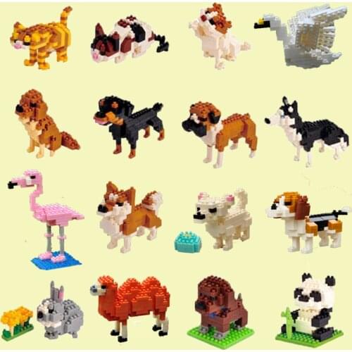Diamond Building Blocks Animal Toy Bag Bricks Flamingo Dog Cat Bird Swan Camel Animal Series For Children Gifts