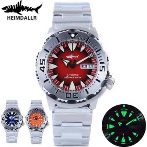 HEIMDALLR Mens Automatic Watch Sapphire Crystal 200M Waterproof Steel Dive Watch Japan NH36A Movement Mechanical Watches Mens