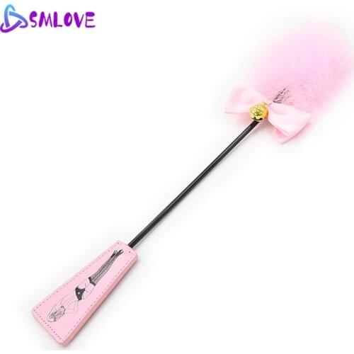 SMLOVE Pink Feather Bdsm Bondage Flirting Paddles Beat Whip Erotic Spanking Flogger Sex Toy for Adult Couples Slave Cosplay Game