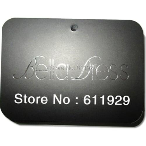 Free shipping customized silver logo stamping hang tag/clothing glossy paper swing tag/garment main label/black tags 1000 pcs