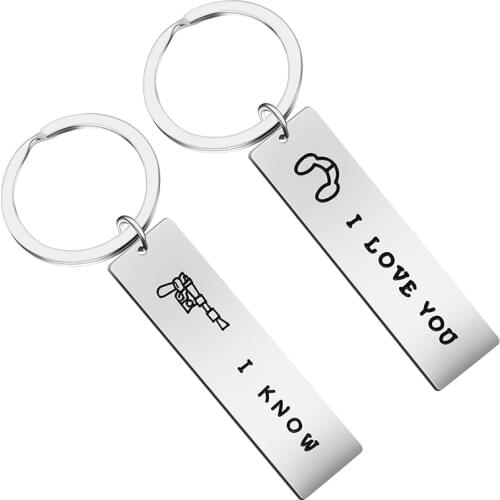 I LOVE YOU Key Chains Stainless Steel Keychain for Lovers Gifts Trinket Car Fashion Jewelry Anime Keychain Charms