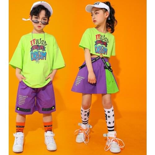 110-170cm Childrens Jazz Dance Costumes Street Hip Hop Clothing Summer Loose Performance Costumes Boys And Girls Tide DL6320