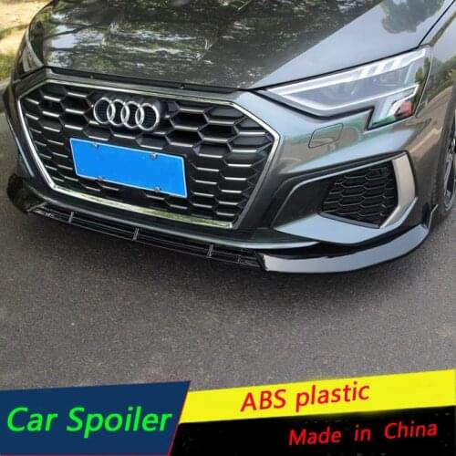 For Audi A3 Body kit 2021 A3L Front Bumper Diffuser Protector Front Spoiler Body kit Bumper shovel lip spoiler ABS Plastic 3pcs