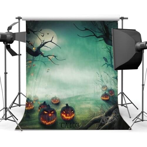 Photography Backdrops Halloween Horror Night Mysterious Moon Forest Pumpkin Masquerade Portraits Photo Background