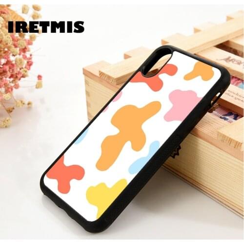 Iretmis 5 5S SE 6 6S TPU Silicone Rubber phone case cover for iPhone 7 8 plus X Xs 11 12 MINI Pro Max XR Rainbow cow print