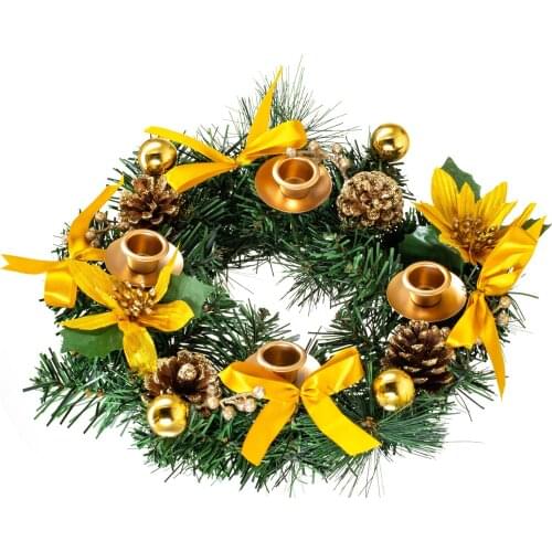 Artificial Flower Vine Circle Candlestick Garland Simulation Wreath Halloween Festival Plastic + Natural Pinecone Dried Flowers