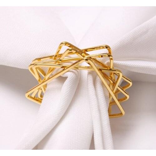 6Pcs Polygon Star Design Napkin Rings Metal Napkin Holders for Wedding Birthday Party Decorations Golden