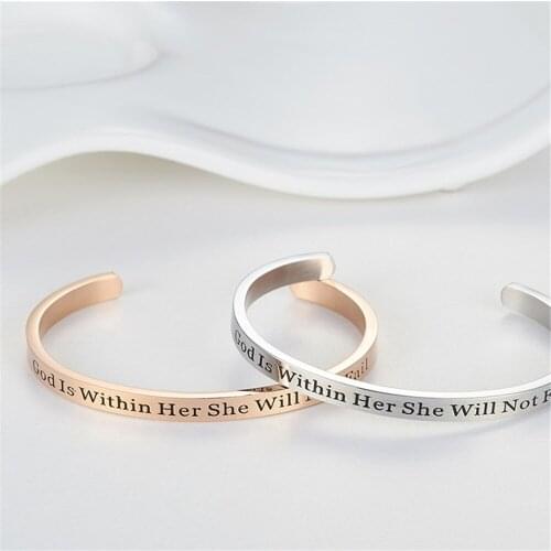 Hot Sale Stainless Steel Silver Rose Gold Color English Letter Decorating Bracelet Bangle for Women Elegant Bracelets Jewelery