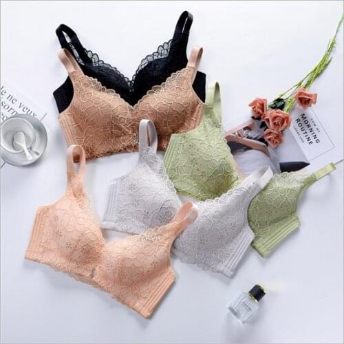 IZICFLY Thick Hot Sale New Lace Style Push Up Bra Green Underwear For Women Sexy Sleeping A B Small Cup Lingerie-1 PCS