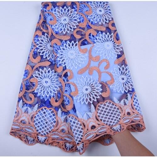 Top Sale Silk Milk Lace Fabric Stoned African Nigerian Tulle Lace Fabric Embroidery French Net Lace Fabric For Every DressF1596