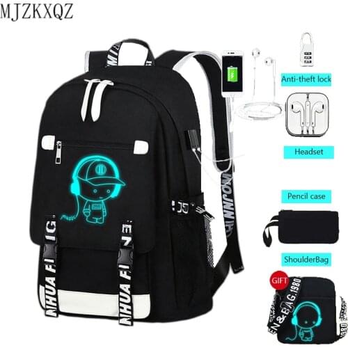 New School Bags For Boys Cute Backpack For Teenagers Girls USB Laptop Waterproof Travel Bag Anti Theft Rucksack Men Mochila Sac
