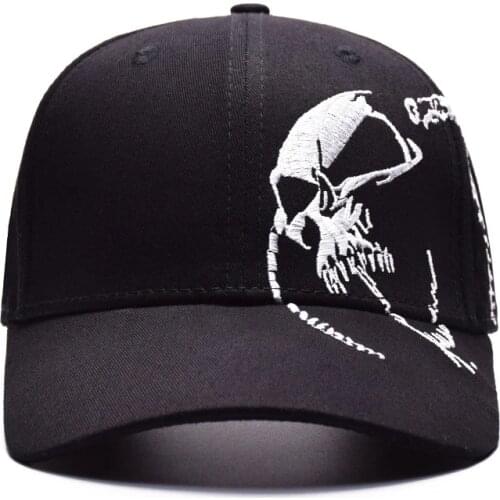 Fashion Unisex Black Skull Embroidery Baseball Cap Women High Quality Personality Hat Men Outdoor Sports Snapback Caps CP0125