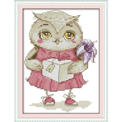 Owl 3 cross stitch kit aida 14ct 11ct count print canvas stitches embroidery DIY handmade