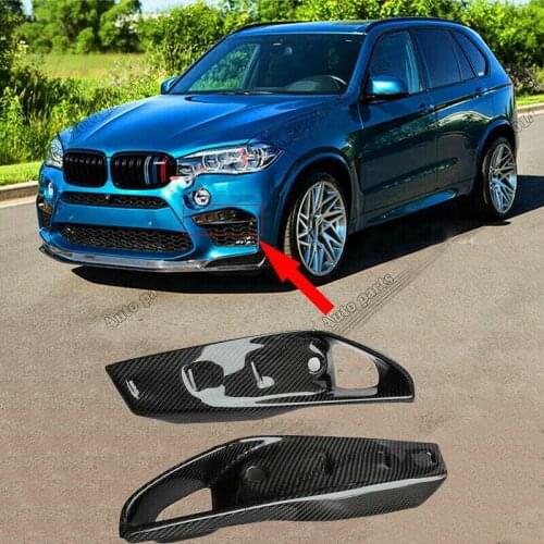 For BMW X5 F15 2014 2015 2016 2017 Real Carbon fiber Front Fog Light cover Trim