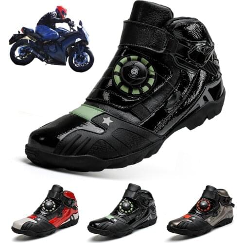 Motorcycle Riding Shoes Unisex Microfiber Leather Motorcycle Boots Street Racing Road Shoes Non-Slip Breathable Motorcycle Shoes