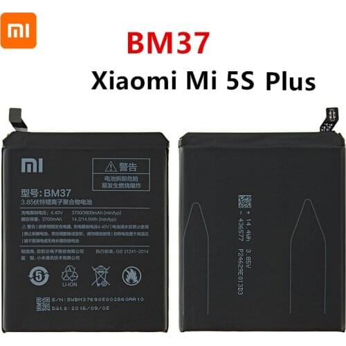 Xiao mi 100% Orginal BM37 3800mAh Battery For Xiaomi Mi 5S Plus MI5S Plus BM37 High Quality Phone Replacement Batteries