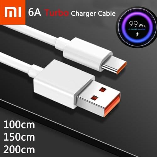 Original Xiaomi 6A Turbo Charger Cable Flash Charging Type C Line For Mi 11 10 10T Pro 5G 9 Poco M3 X3 NFC Redmi Note 10 K40 Pro