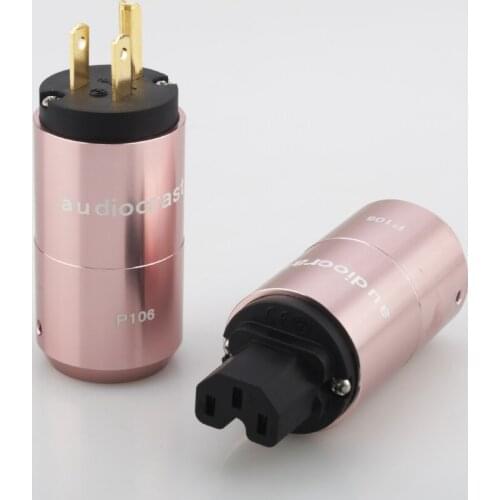 Pair Audiocrast P106G Gold plated US Power connector + IEC Connector Power plug AC US power cable DIY plug