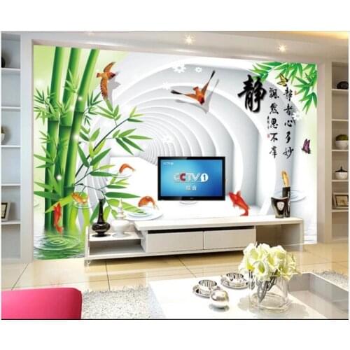 Custom photo wallpaper for walls 3 d rural mural Bamboo 3D circle fish illustration fashion HD TV background wall papers