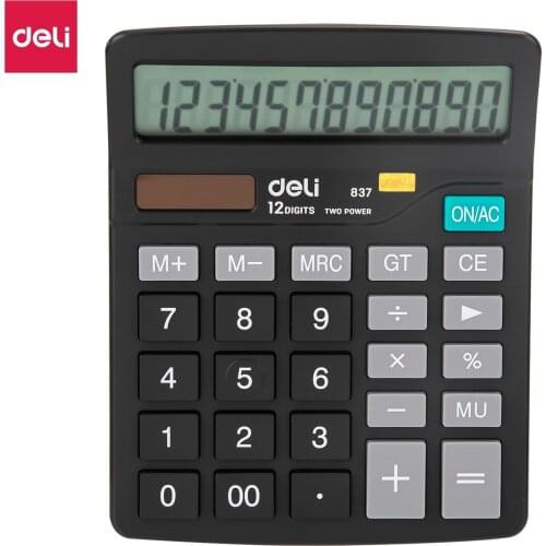 DELI 837 Portable Calculator Commercial Calculate Tool 12 Digits Dual power Desktop Mini Electronic Calculators Office supply
