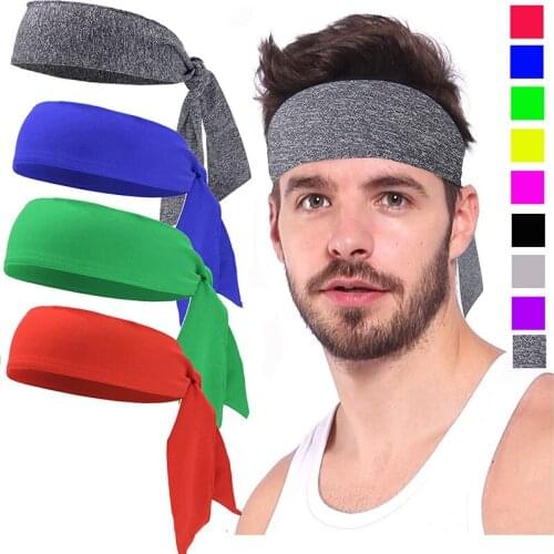 Mens Headbands with Tail Women Sports Head Band Athletic Sweatband Sweat Wicking Hairband for Running Cycling Gym Yoga Workout