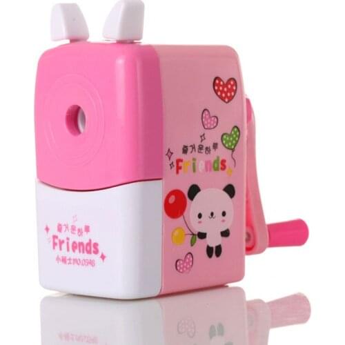 4 colors pupils cartoon hand pencil sharpener office stationery sacapuntas escolares knife free shipping