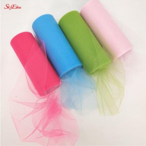 Bruiloft Decoratie 24 Kleur 25Yard 15cm Tulle Roll Roll Stof Spoel Home Decor Tule Tutu Jurk Zijde Organza DIY Feestartikelen 8z