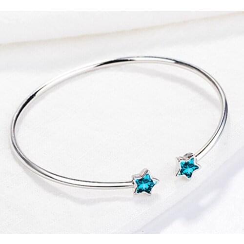 Blue Star Open Cuff Bracelets Heigh Quality Bangles For Women Fashion Wedding Engagement Bracelets