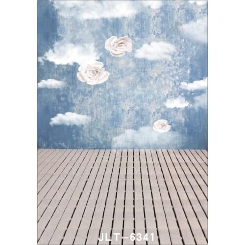 Fabric Cloth Custom Photography Backdrops Prop Blue Wall Flower Paintings Vinyl Backgrounds Photo Studio for Wedding Children