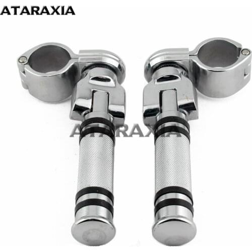 1 1/4" Universal Motorcycle Highway Foot Pegs Footrests Pedal 32mm Engine Guard Crash Bar Mount Clamps For Harley FLHT FXD FXS