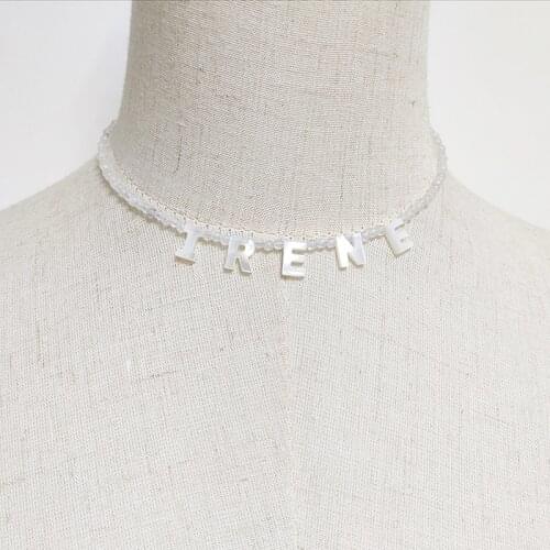Women Natural Stone Beaded Jewelry Personalized Name Necklace Birthday Gift for Friends Fashion Classic Shell Letter Choker