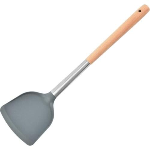 1pc Heat Resistant Kitchen Utensil Non Stick Wooden Handle Soup Ladle Frying Spatula Slotted Spoon Cooking Tools Accessories